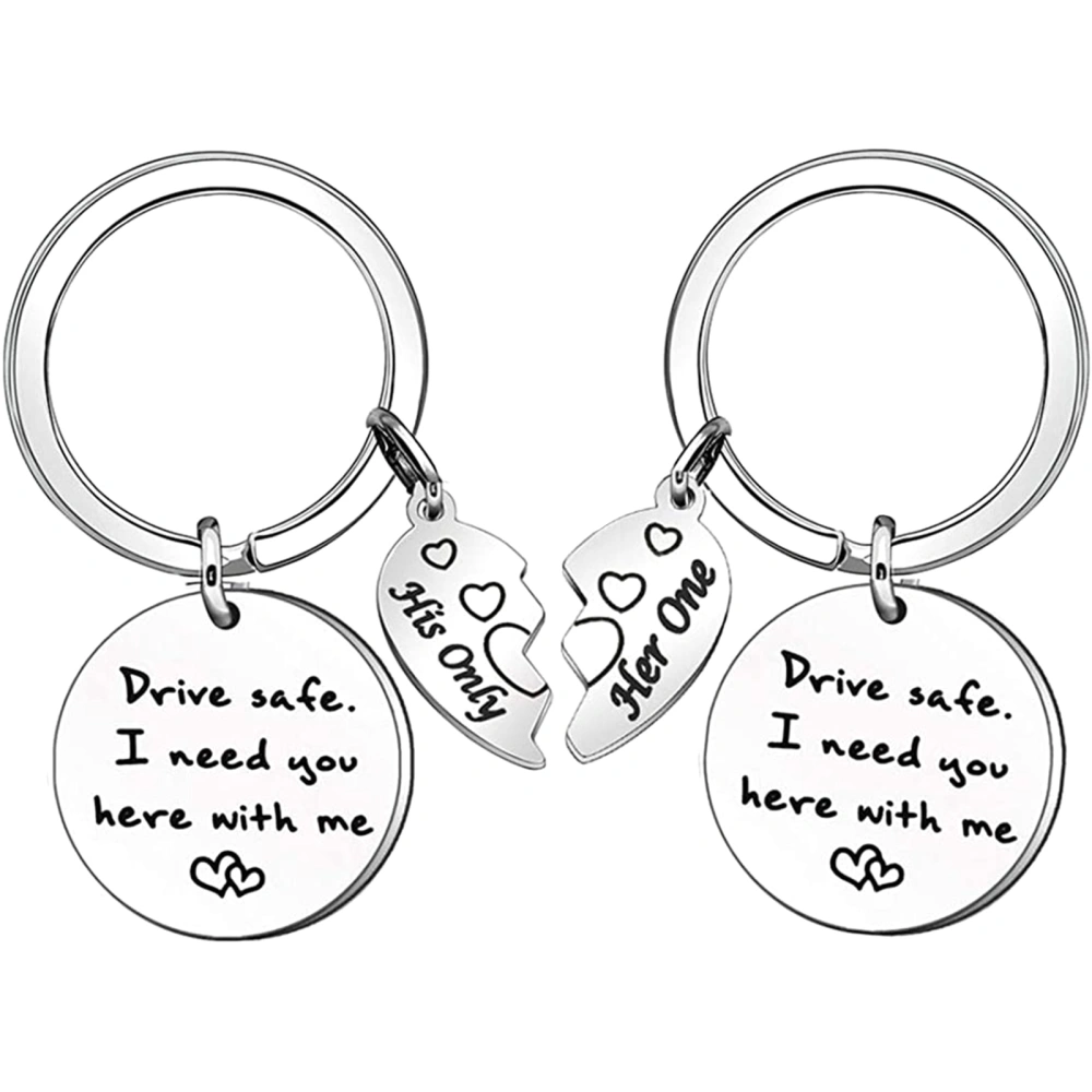 Silver Couple Puzzle Keychain, Matching Couple Keychain Gifts