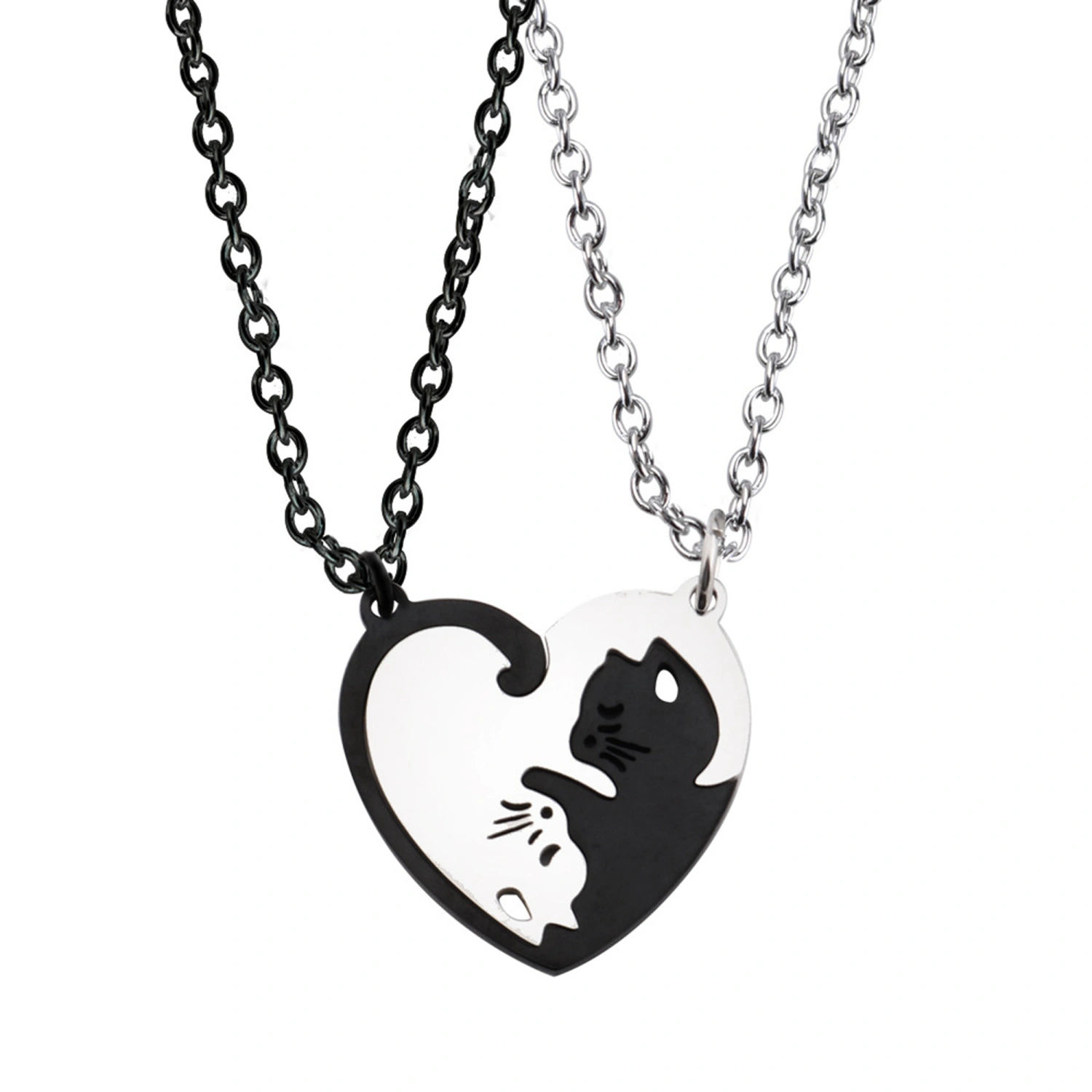 Matching Cat Keychains Heart Shaped Couple Key Chains Purse Charms