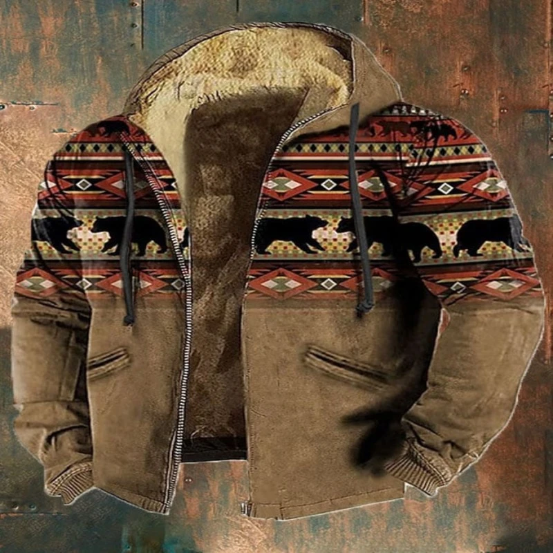 Men's Bejirog Hooded Vintage Printed Sweater