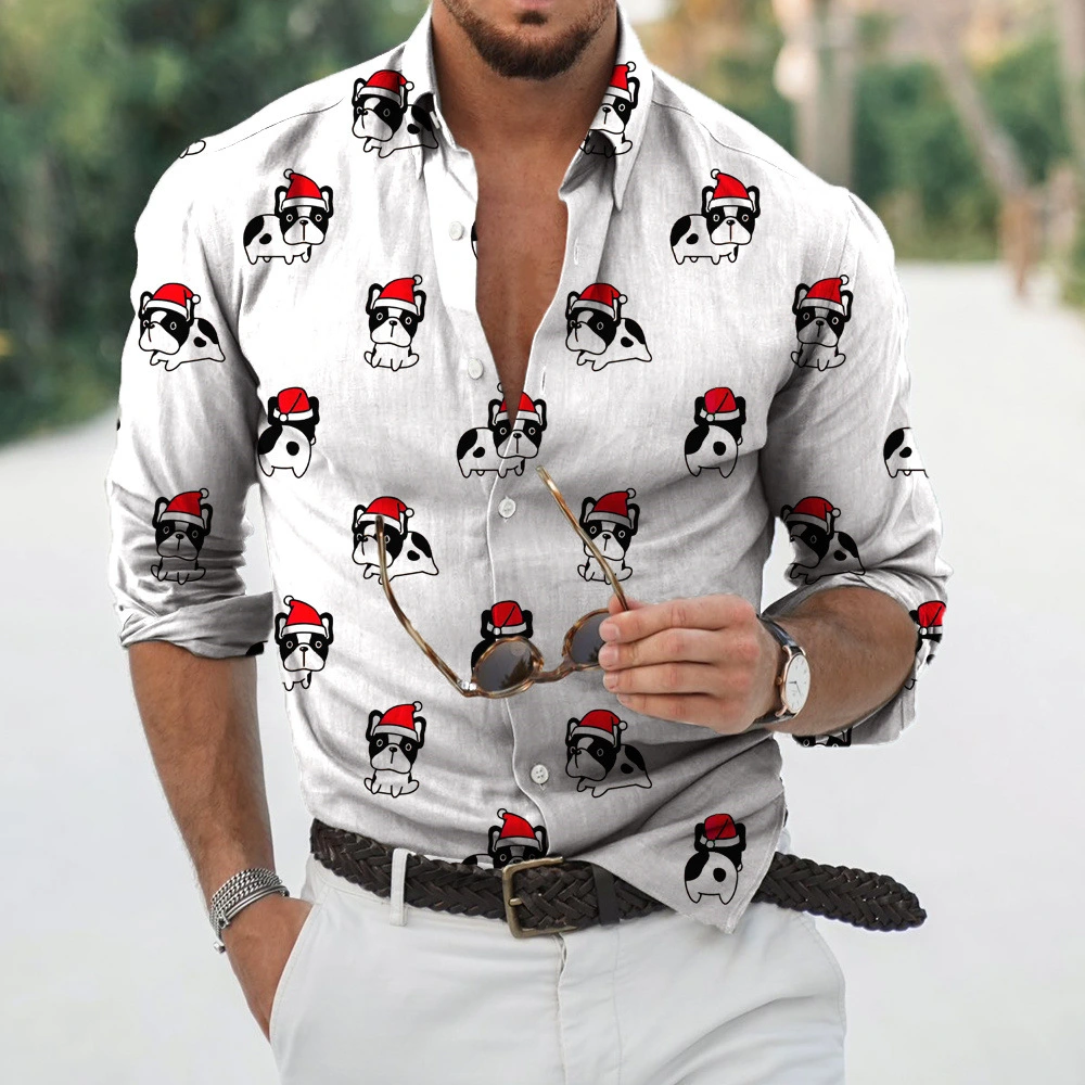 Men's Fashionable All-match Long-sleeved Printed Shirt