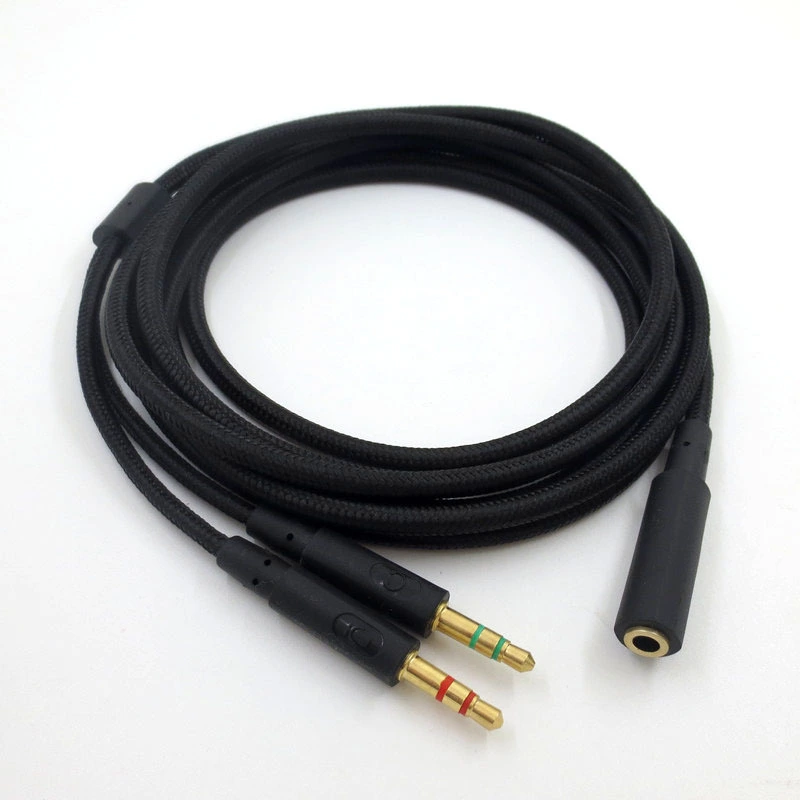 Kingshidun 2-in-1 Conversion Wire Computer Headset Adapter Braiding Thread Split Line