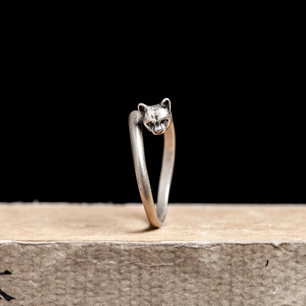 S925 Silver Creative Cute Simple Kitty Ring