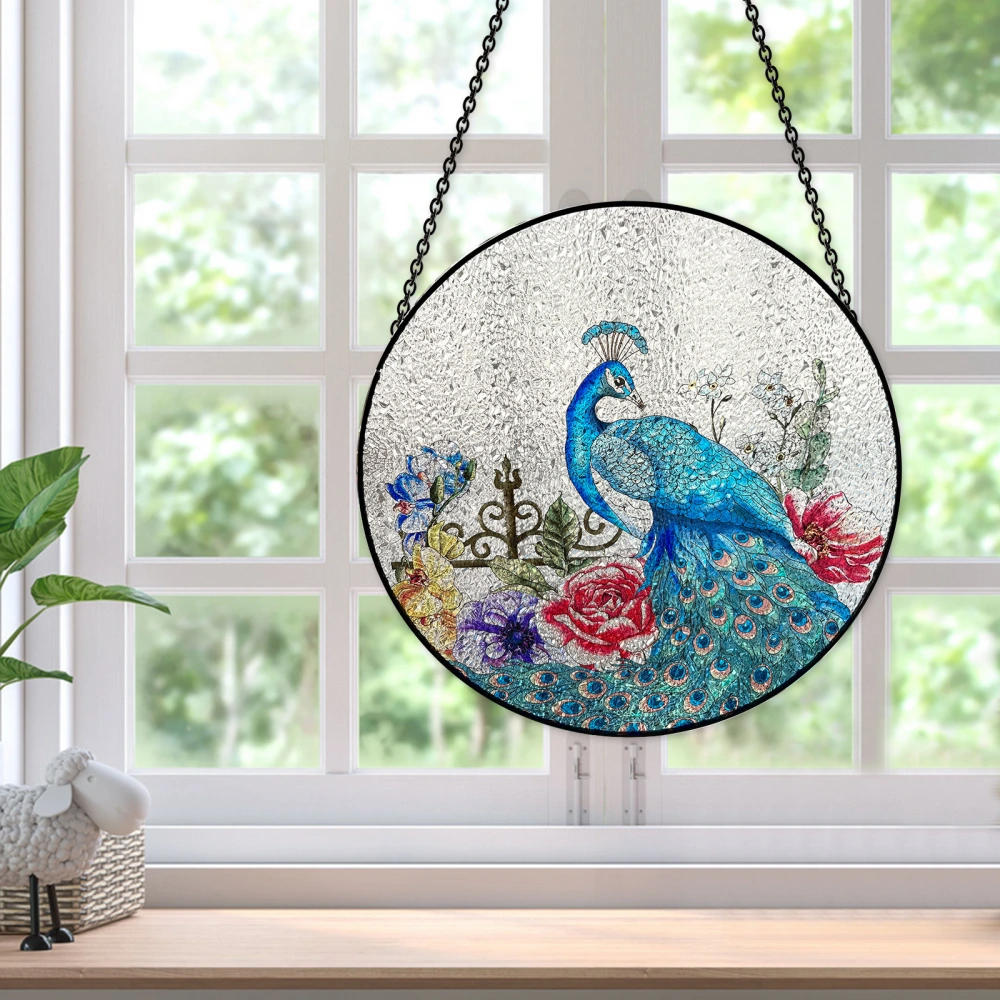 Painted Class Ornaments Peacock Glass Pendant Home Decoration Balcony Hanging Decoration Court