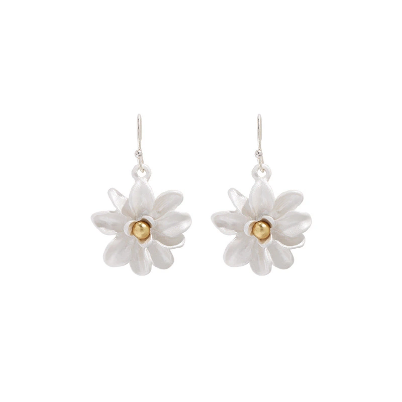 Magnolia Flower Earrings Retro French Niche