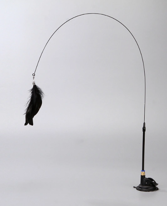 Sucker Cat Teaser Steel Wire Long Brush Holder Feather Replacement Headband Bell Cat Toy