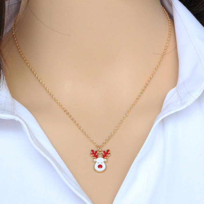 Women's Fashion Simple Christmas Elk Pendant Necklace