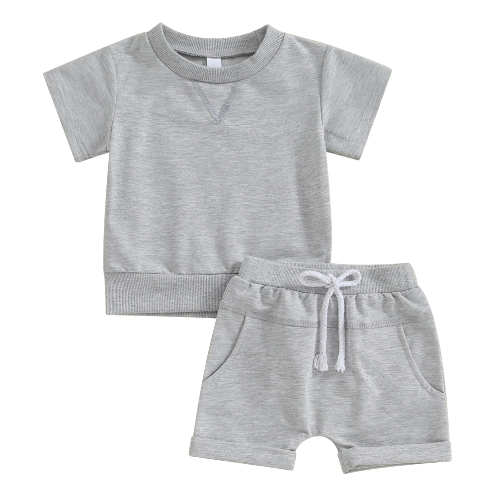 Short Sleeve Side Slit Tops + Elastic Waist Shorts Infant Baby Boy Set