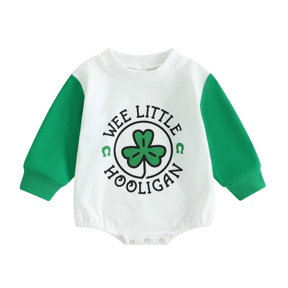 Toddler Baby Sweatshirt Romper Irish Day Shamrock Print Jumpsuit 