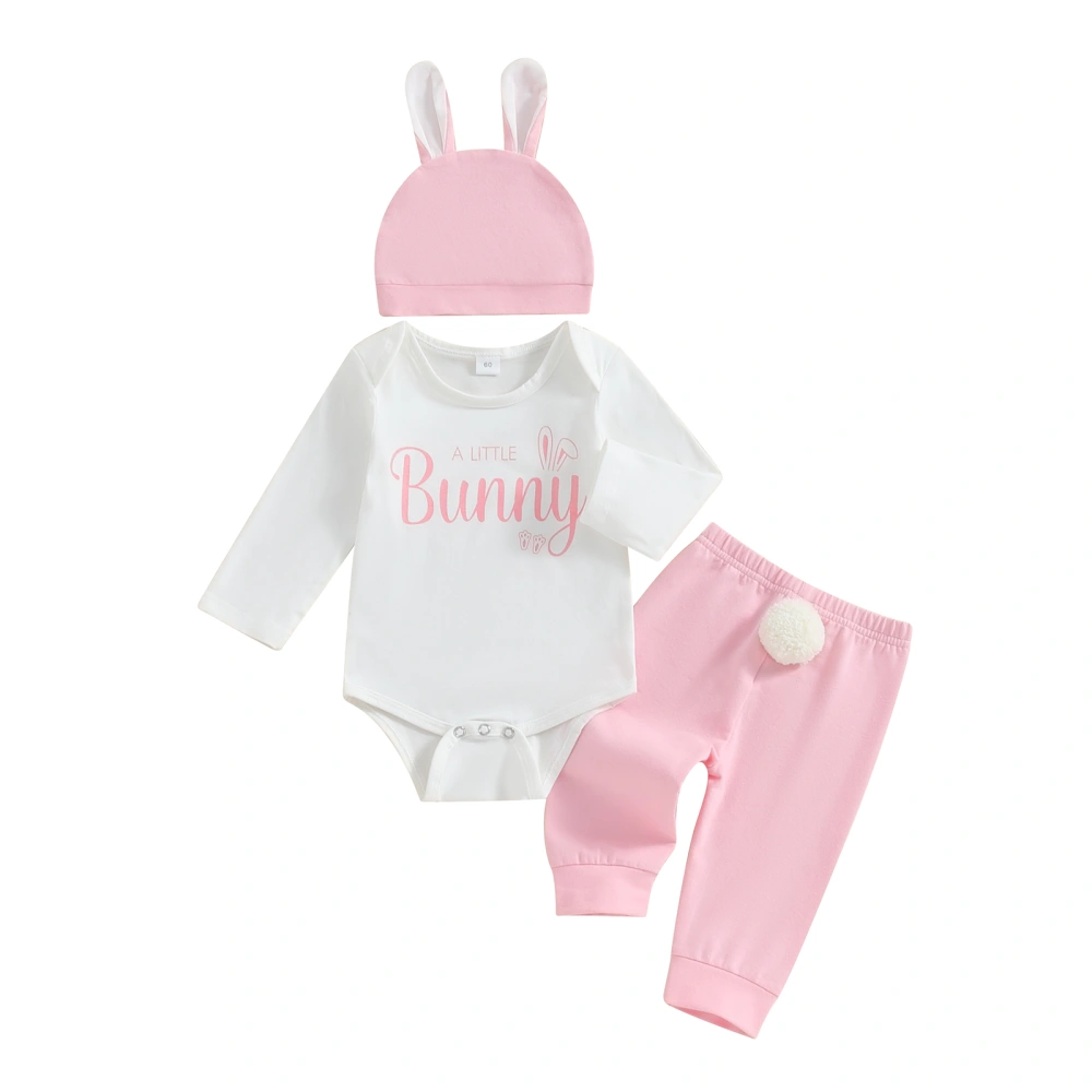 Baby Girls Easter Outfits Letter Rabbit Ears Print Rompers Pants Hat