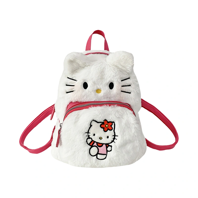 Kids Girls Plush Backpack Lightweight Cute Cartoon Cat Bookbags 