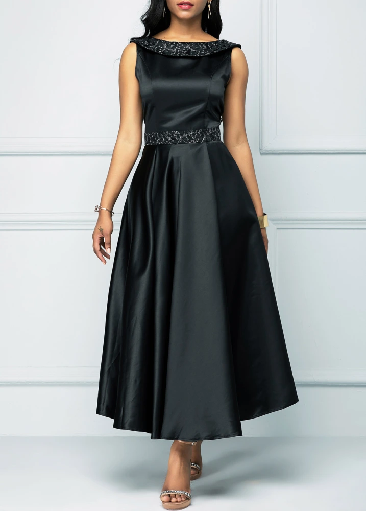 Fashion High Waist Elegant Swing Sleeveless Dress Dress Women