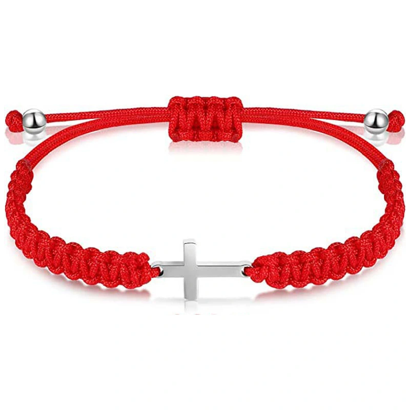 Cross Pendant Hand-woven Adjustable Milan Rope Bracelet