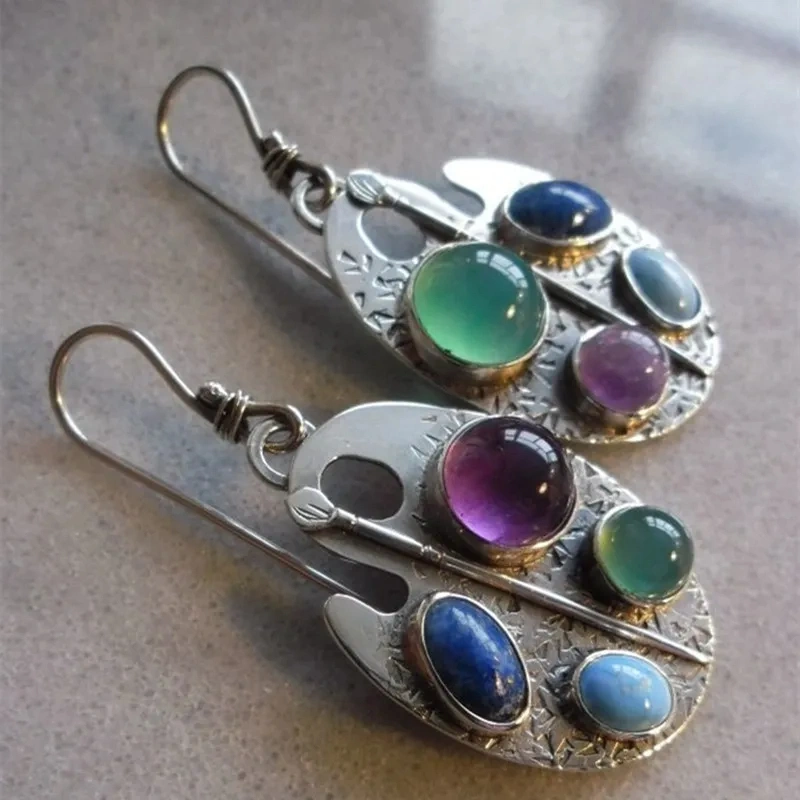 Bohemian New Personalized Multicolor Gemstone Earrings Alloy Earring