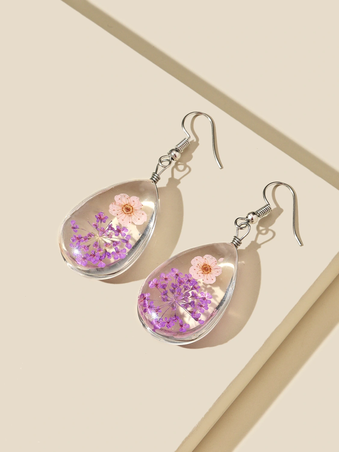 Dried Flower Transparent Simple Personalized Eardrops