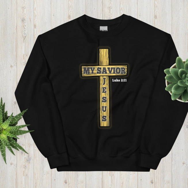 European And American Cross My Savior Jesus Digital Printed Round Neck Pullover