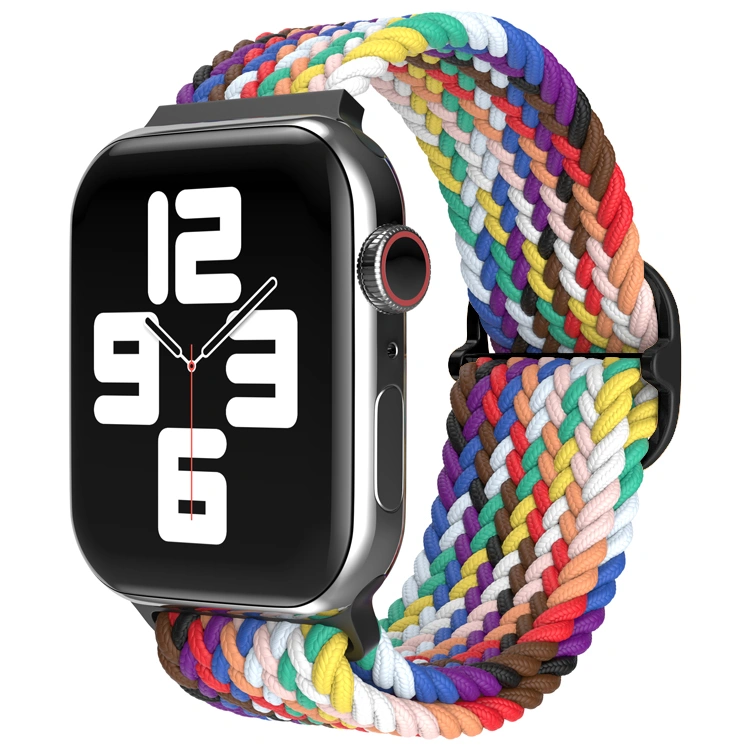 Double Loop Nylon Loop Woven Rainbow Watch Strap