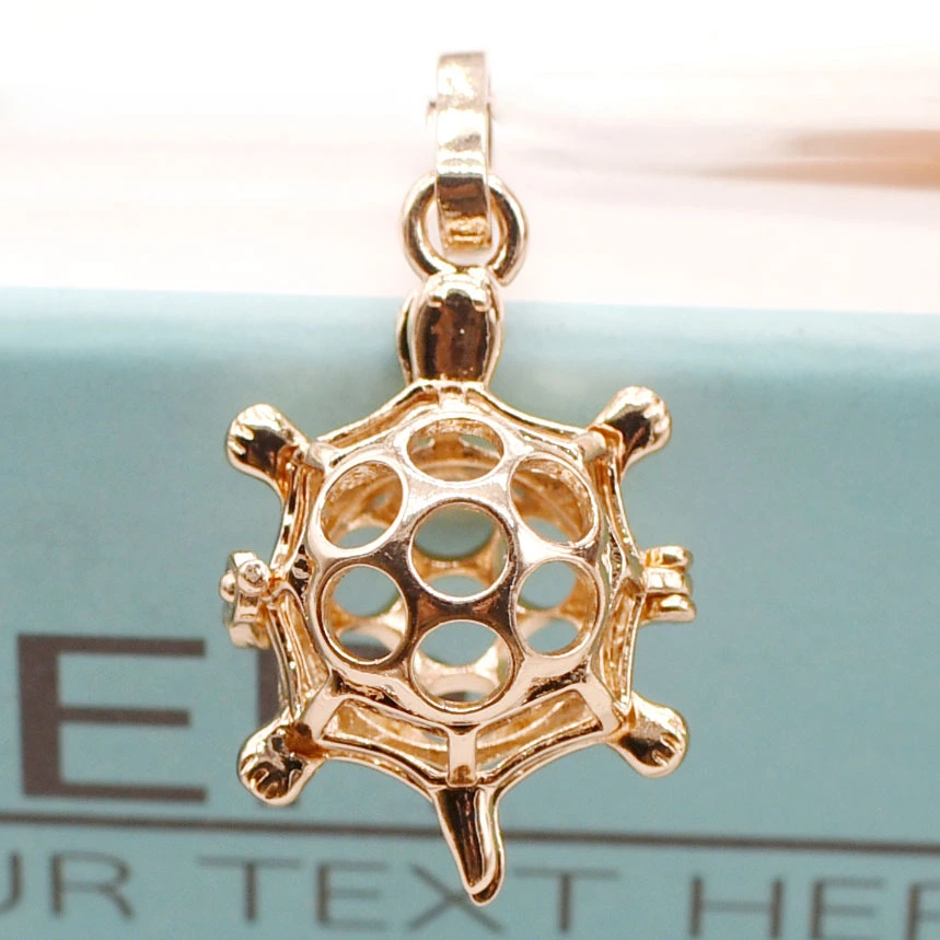 Pure Copper Hollow Small Turtle Sachet Ball Photo Box Pendant