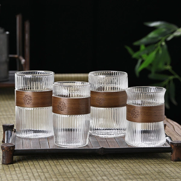 Borosilicate Glass Coffee Cup Vertical Pattern