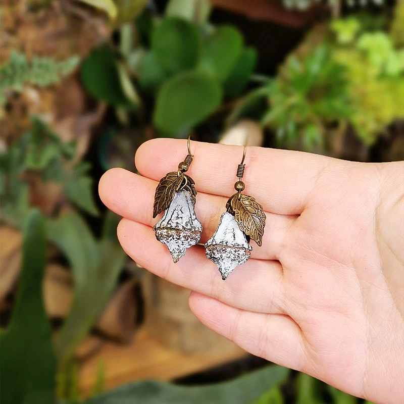 European And American Retro Mori Style Flower And Leaf Fruit Wooden Natural Ethnic Style Tassel Earrings