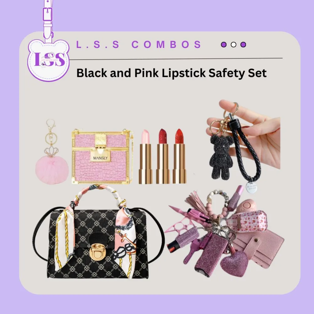 Black And Pink Lipstick Safety Set