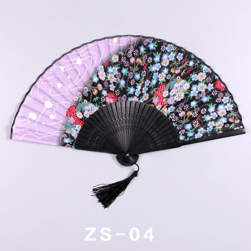 Silk Ladies Folding Fan Bamboo Fan Antique Dancing