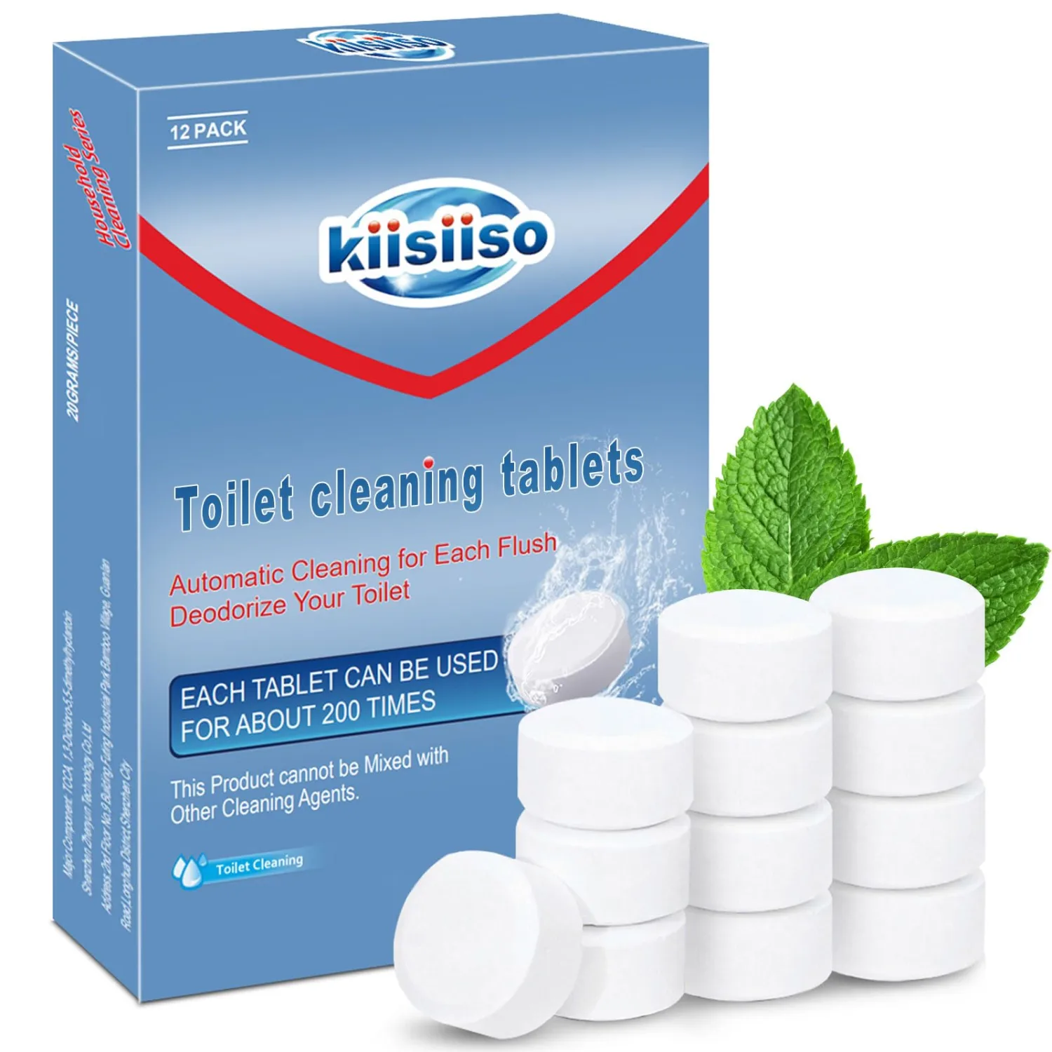 KIISIISO Toilet Bowl Cleaners Tablets(12 Pack), Household Lime Rust Removers, Automatic Toilet Tank Cleaner, with Sustained Release Technology for Bathroom Cleaners