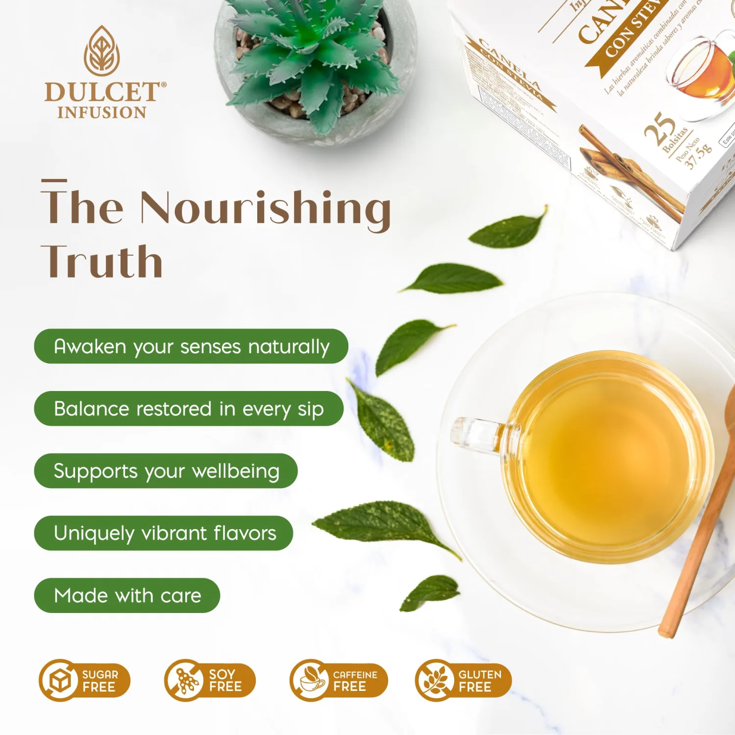 DULCET INFUSION Lemongrass Tea Bags - 25 Lemon Grass Tea Bags - Caffeine Free, Sweetened With Stevia - No Calories