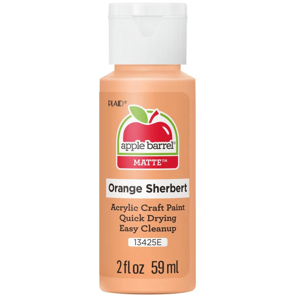 Apple Barrel Acrylic Paint, Orange Sherbert 2 fl oz Classic Matte Acrylic Paint For Easy To Apply DIY Arts And Crafts, Art Supplies With A Matte Finish