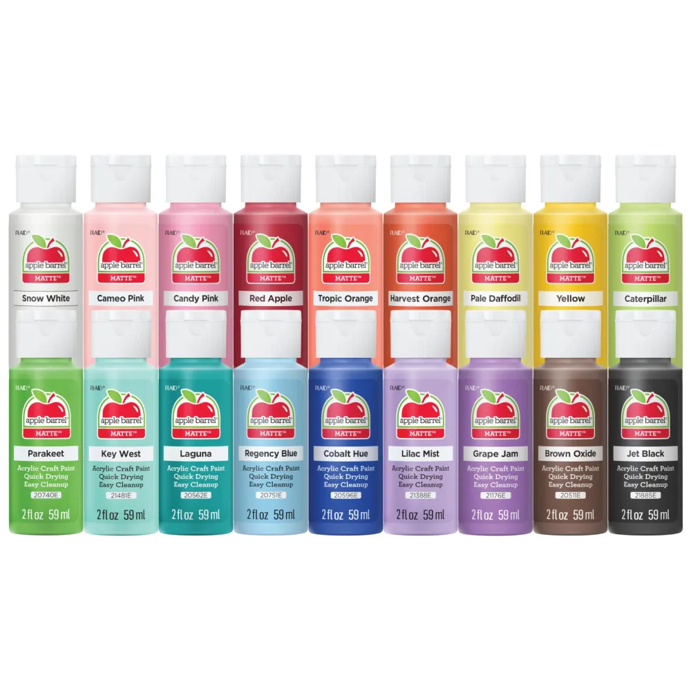 Apple Barrel, Pastel Dreams & Vivid Wonders Collection Acrylic Craft Paint, PROMOTCK, 2 fl oz each, 18 assorted matte colors, 18 count