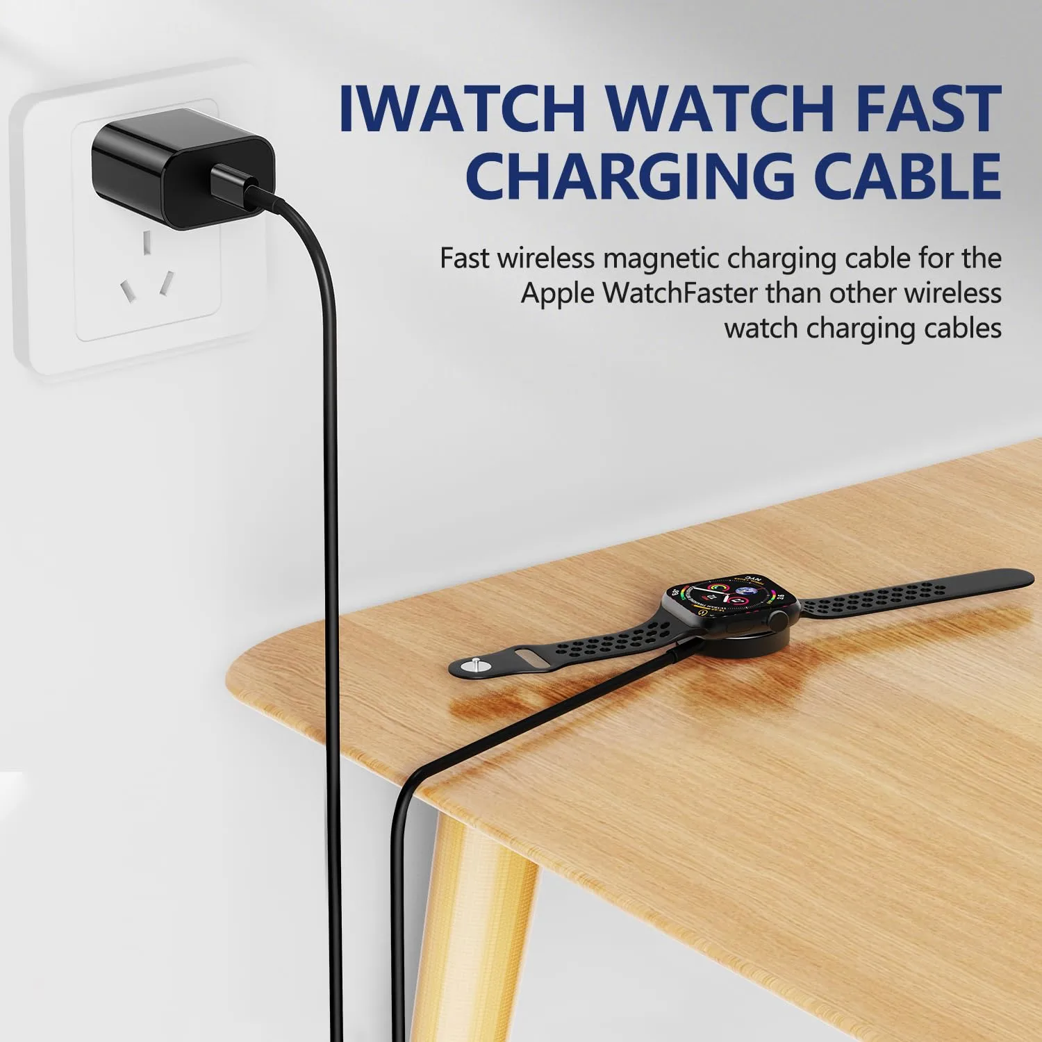 5W Fast Charging USB C Cable 6ft Compatible with Apple Watch Series SE2/8/7,[Apple MFi Certified] Magnetic Watch Charger for iWatch 6/5/4/3/2/1 Includes 38mm 40mm 42mm 44mm 45mm Dimensions - Black