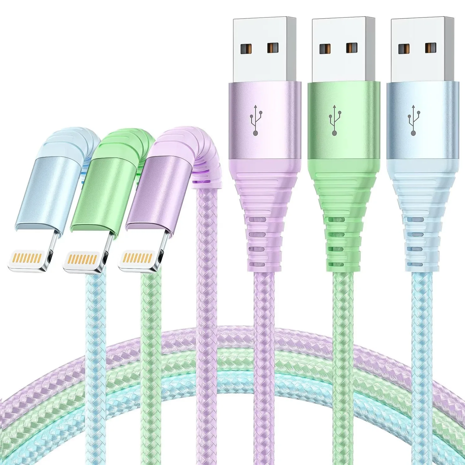 iPhone Charger Fast Charging, [Apple MFi Certified] Lightning Cable 3Pack 10FT Nylon Braided High Speed Transfer Cord Compatible with iPhone 14/13/12/12 Pro Max/11/Xs Max/XR/X,AirPods Pro and More
