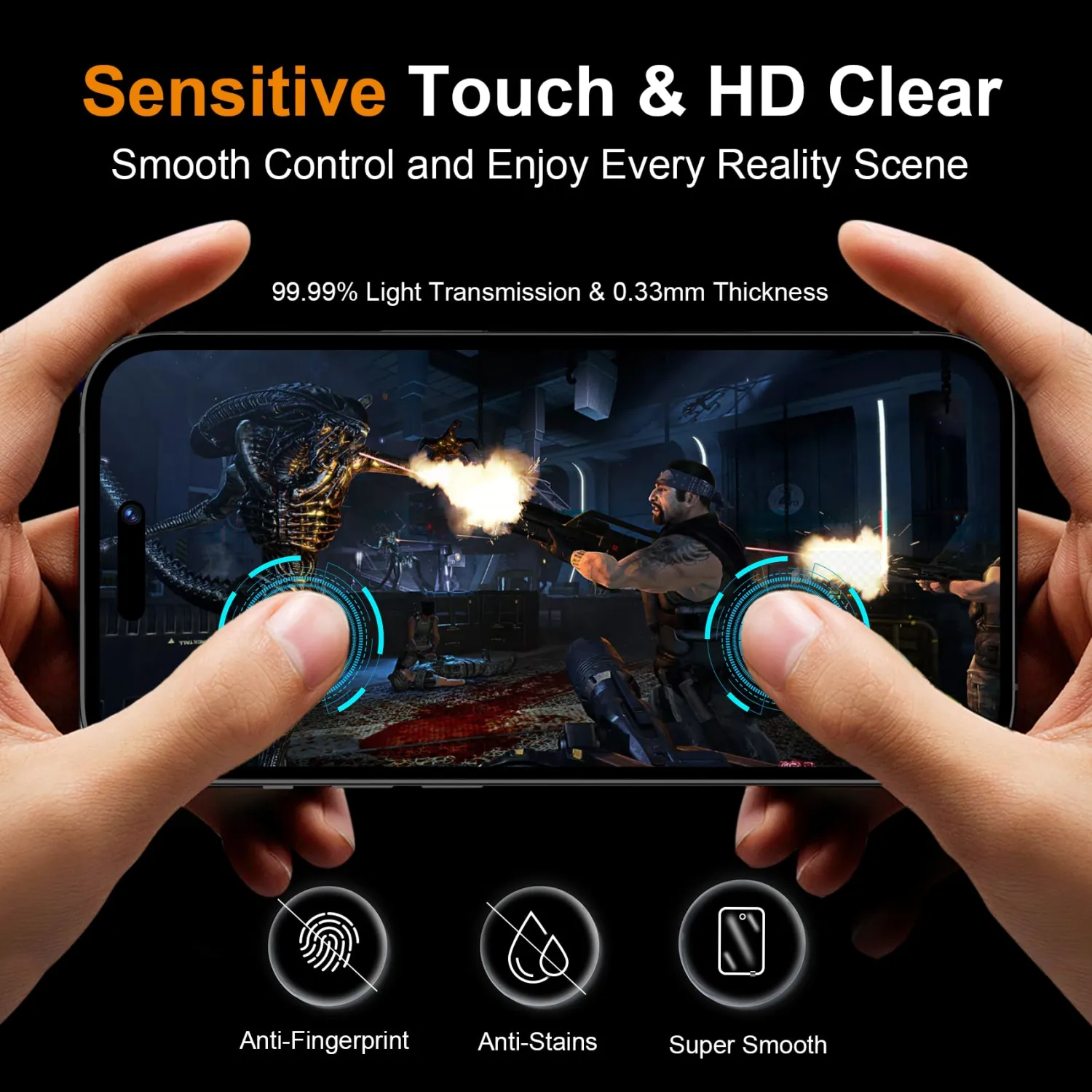 QHOHQ 3 Pack Privacy Screen Protector for iPhone 15 [6.1 Inch] with 3 Pack Camera Lens Protector, Anti Spy Tempered Glass Film, 9H Hardness, HD, Bubble Free, Case Friendly - Black