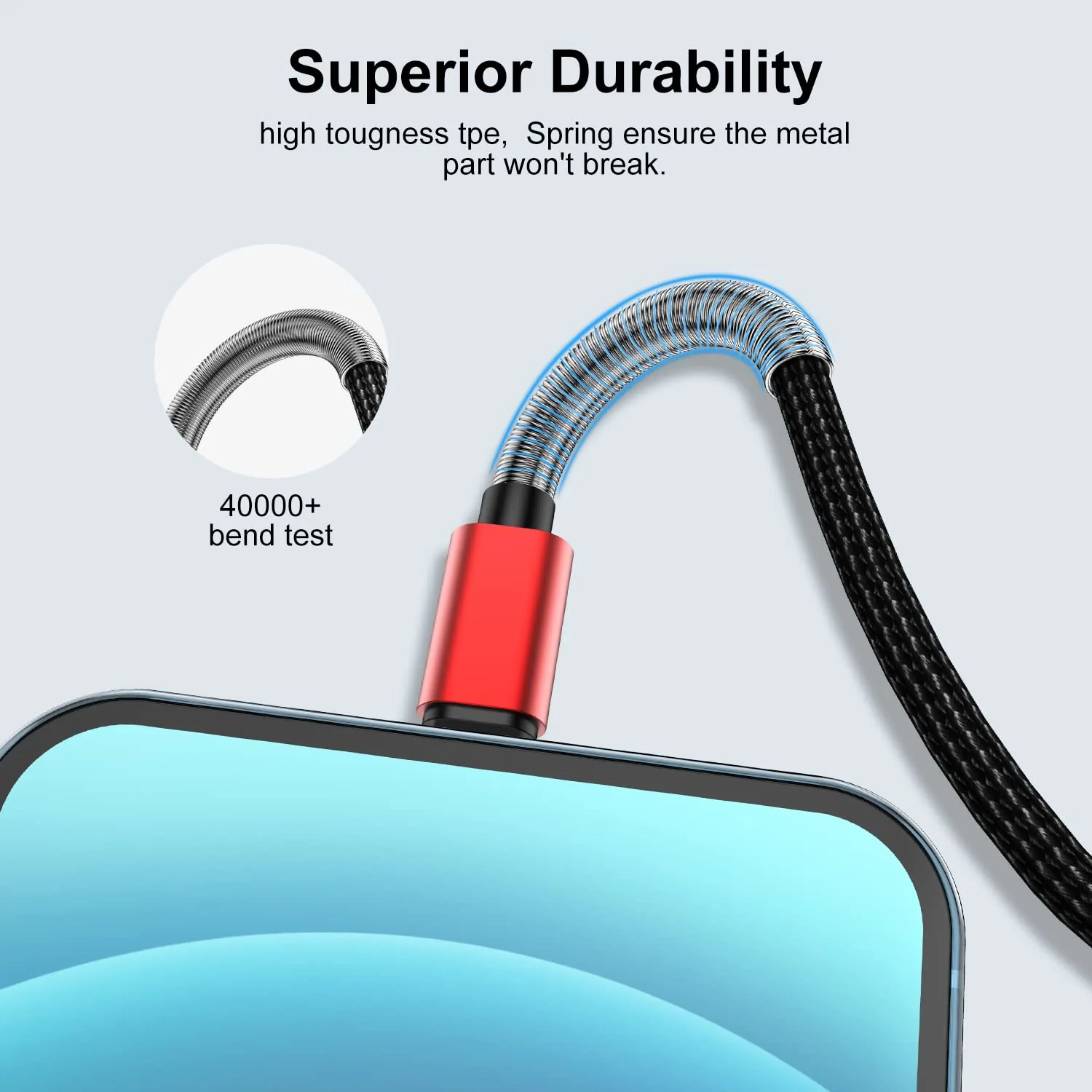 Cabepow 15 FT Extra Long iPhone Charger Cord, [Apple MFi Certified] iPhone Charging Cable, 2.4A Nylon Braided Lightning Cable for iPhone 12/11 Pro Max/ 11 Pro/XS Max/XS/XR/X/ 8 Plus/ 8/7/ 6/5 -Red