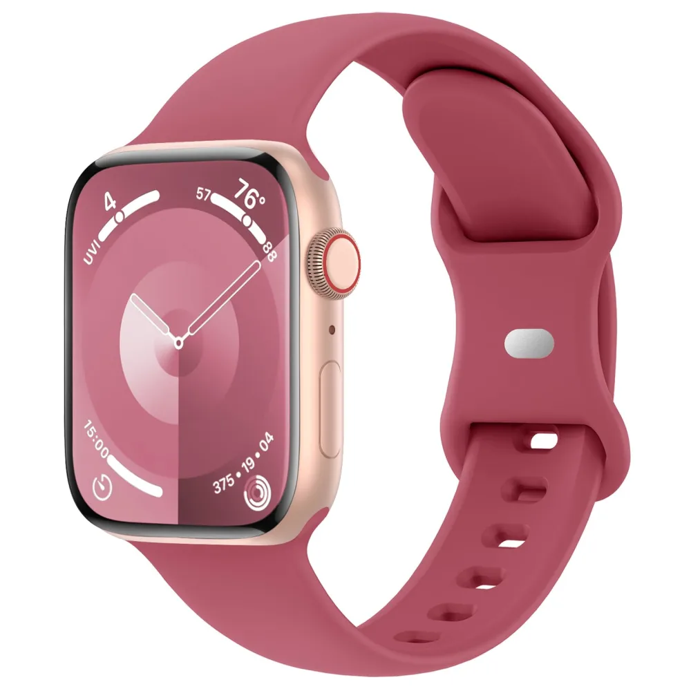 Sport Band Compatible with Apple Watch 38mm 40mm 41mm 42mm 44mm 45mm 46mm 49mm, Soft Silicone Replacement Strap Wristbands for iWatch Series 10/9/8/7/6/5/4/3/2/1 Ultra SE Women Men, Hibiscus