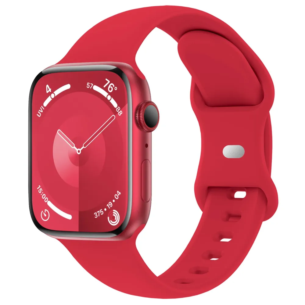 Sport Band Compatible with Apple Watch 38mm 40mm 41mm 42mm 44mm 45mm 46mm 49mm, Soft Silicone Replacement Strap Wristbands for iWatch Series 10/9/8/7/6/5/4/3/2/1 Ultra SE Women Men, Red