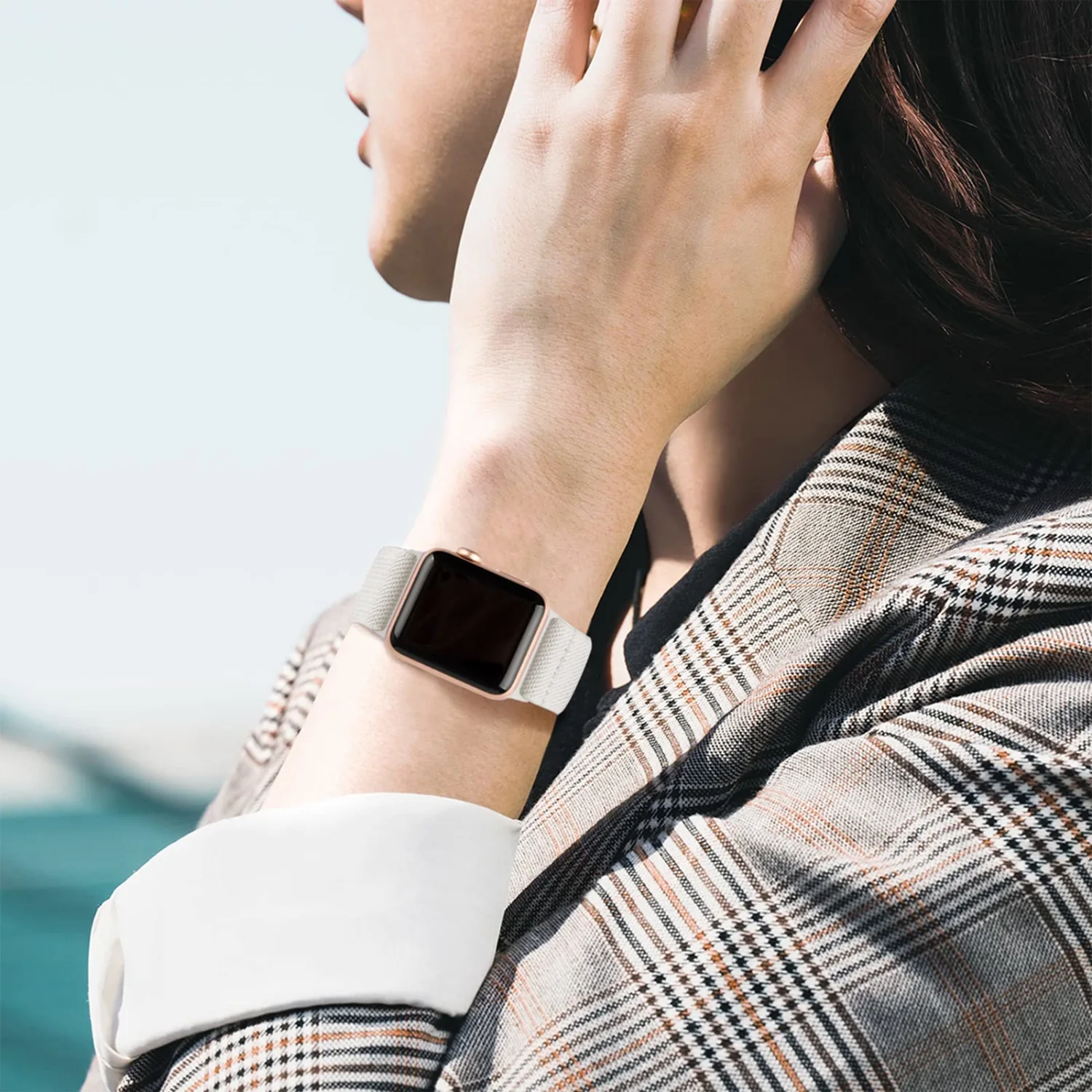 Stretchy Nylon Loop Bands Compatible with Apple Watch 38mm 40mm 41mm 42mm 44mm 49mm Adjustable Soft Elastics Strap Compatible with Apple Watch SE Ultra iWatch Series 8/7/6/5/4/3/2/1