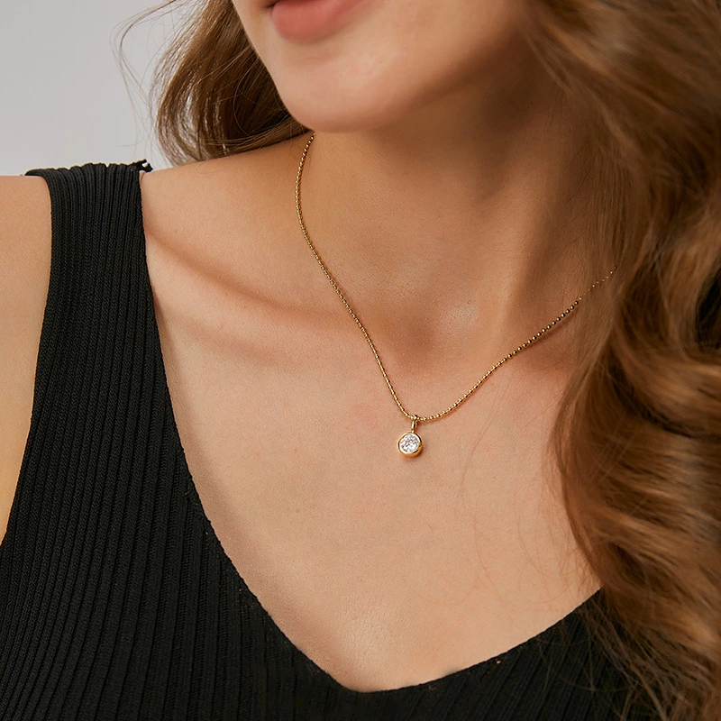 European And American INS Special Interest Light Luxury Design Sense Minimalist All-match Geometric Single Zircon Necklace