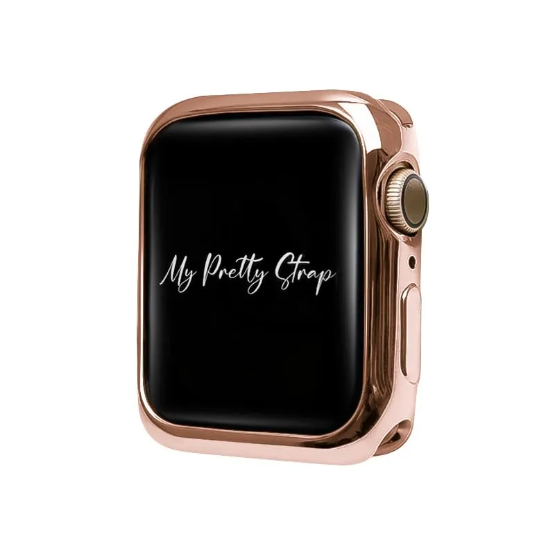 My Pretty Strap Glossy XOXO Protective Case for Apple Watch – Luxury Metal Cover for Women, Scratch-Resistant – Compatible with Apple Watch 38/40/41/42/44/45/49mm –Gold, Rose Gold, Silver