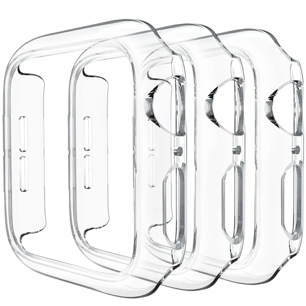 3 Pack Compatible for Apple Watch Case 45mm Series 8 Series 7, Hard PC Bumper Case Protective Cover Frame [NO Screen Film] Compatible for iWatch Accessories 45mm, Clear/Clear/Clear