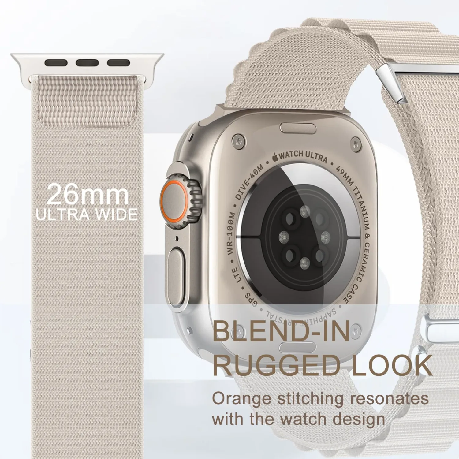 Alpine Loop Nylon Band - Compatible with Apple Watch Ultra 2/Ultra Band 49mm 45mm 44mm 42mm for Men Women, Adjustable with Metal C-Hook Strap for iWatch Ultra 2, iWatch Ultra Series SE 9/8/7/6/5/4/3