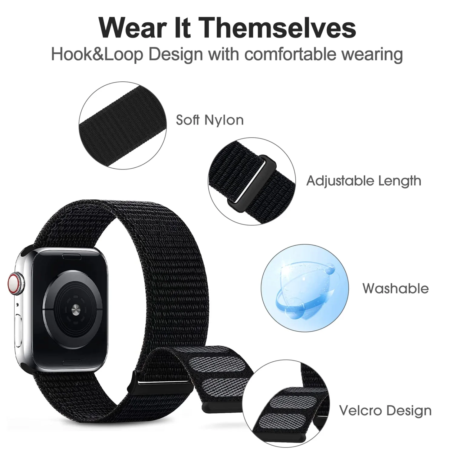Compatible with Kids Apple Watch Bands, Nylon Hook and Loop for K12 Boy Girl Small Wrist iWatch Series 9 8 7 6 5 4 3 SE SE2