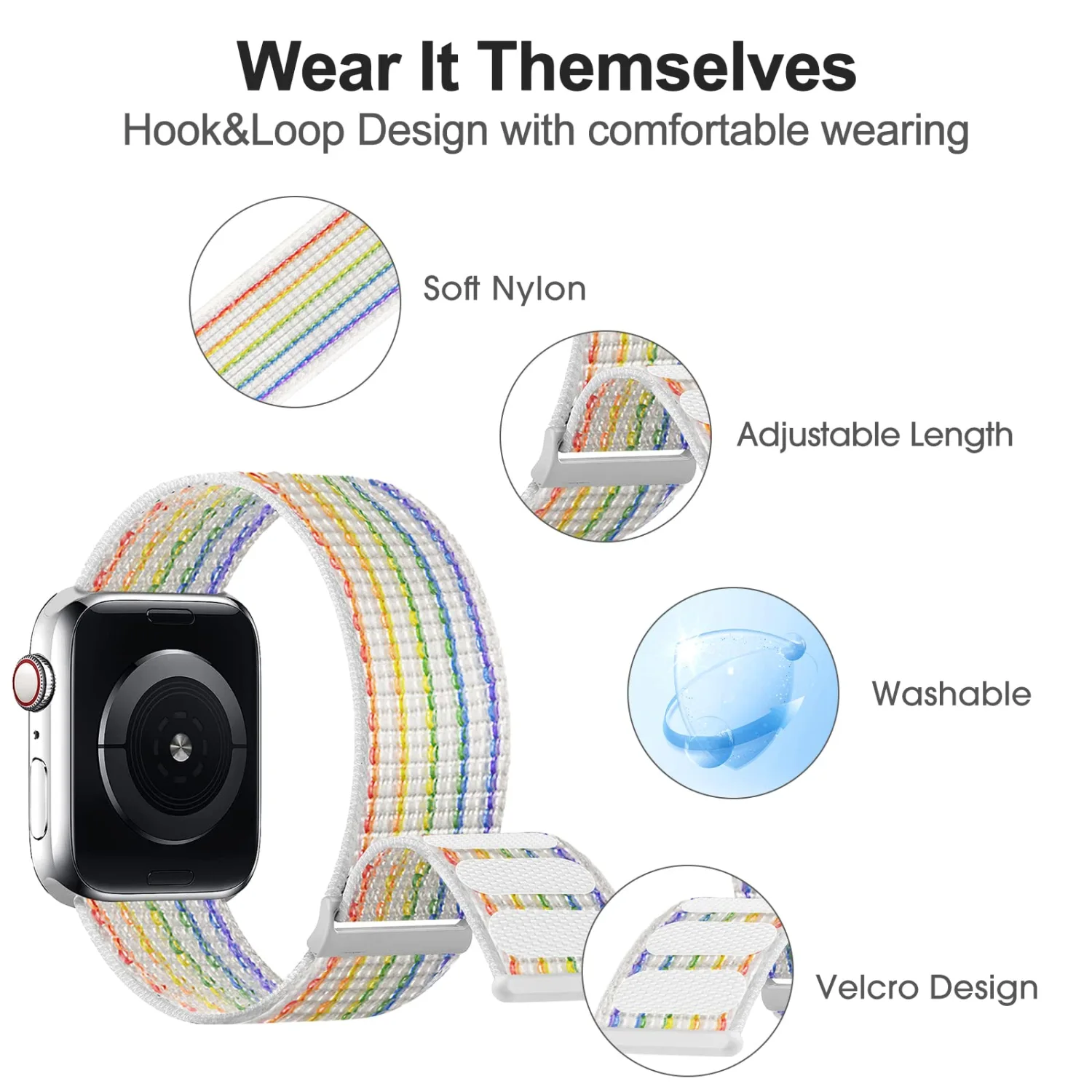 SimpleThings Compatible with Kids Apple Watch Bands, Nylon Hook and Loop for K12 Boy Girl Small Wrist iWatch Series 9 8 7 6 5 4 3 SE SE2