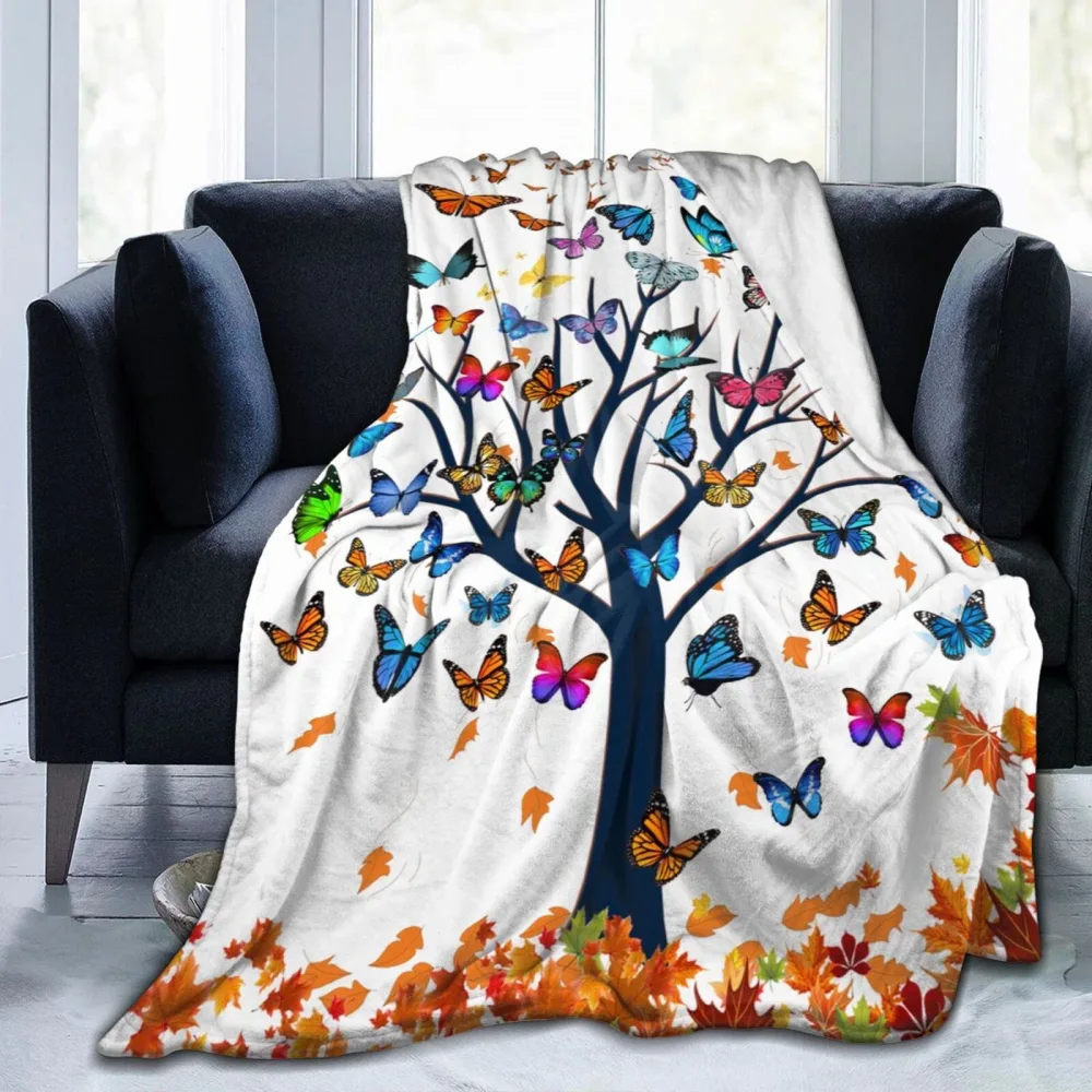 Butterfly Blanket Soft Lightweight Flannel Fleece Cartoon Throw Blankets Bedding for Bed Sofa Couch Chair Travel 60"X50"