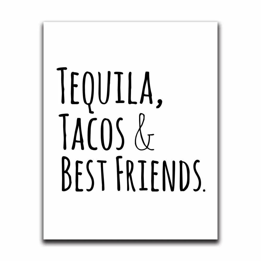 Moonlight Makers Funny Wall Decor With Sayings, Tequila Tacos And Best Friends, Funny Wall Art, Room Decor for Bedroom, Bathroom, Kitchen, Office, Living Room, Apartment, and Dorm Room (8"x10")