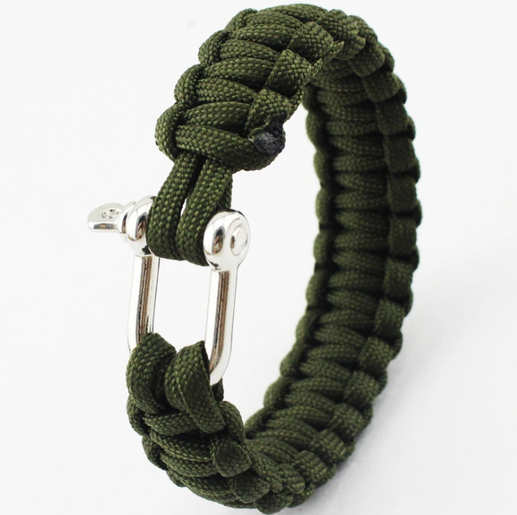 U-shaped Alloy Single Buckle Bracelet Quick Release Parachute Cord Outdoor Camping Emergency Escape Binding Winding