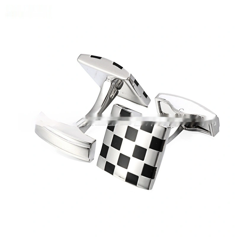 Men's Business Shirt French Plaid Enamel Cufflinks