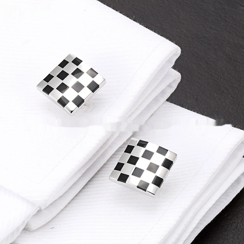 Men's Business Shirt French Plaid Enamel Cufflinks