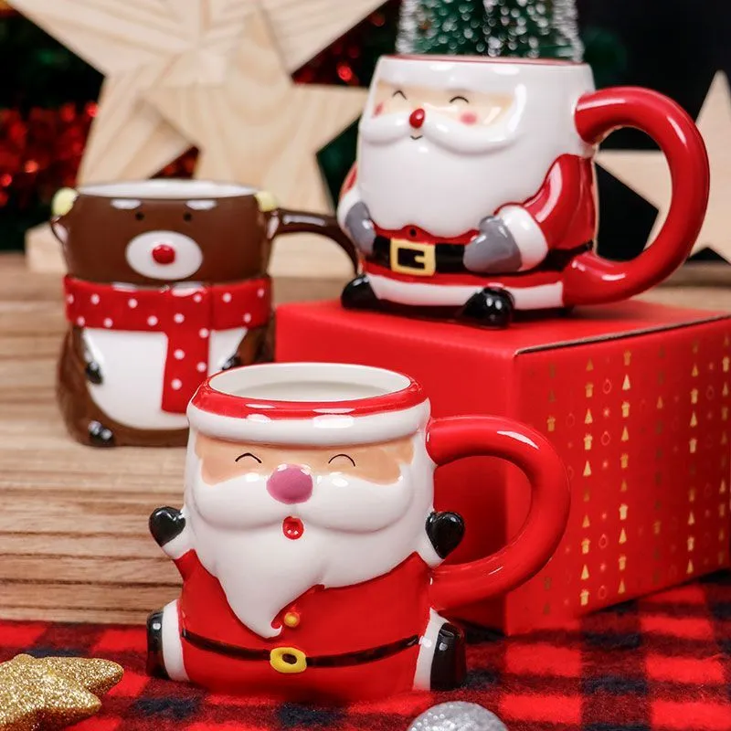 Santa Claus Ceramic Cup Cartoon 3D Hand-painted