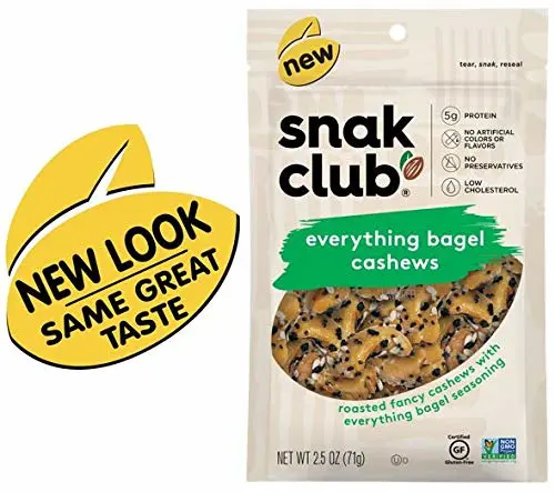Snak Club Everything Bagel Cashews, 2.5 Ounce