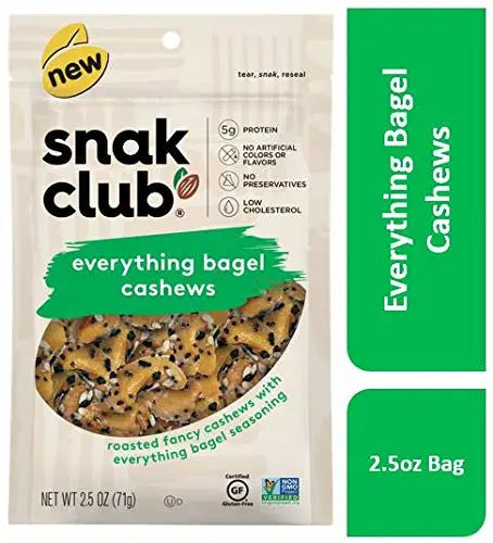 Snak Club Everything Bagel Cashews, 2.5 Ounce